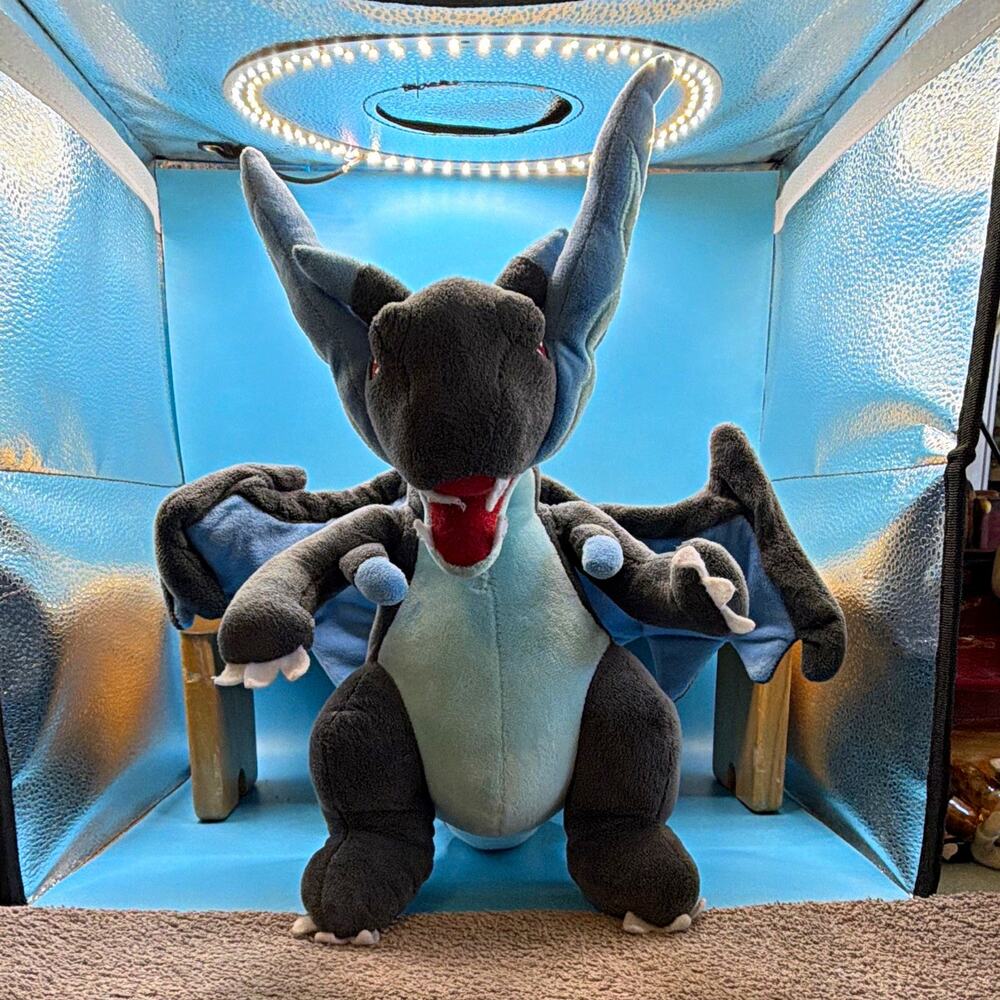 Pokemon Charizard Plush Stuffed Animal Gray/Blue Wings small repair on chest/pic